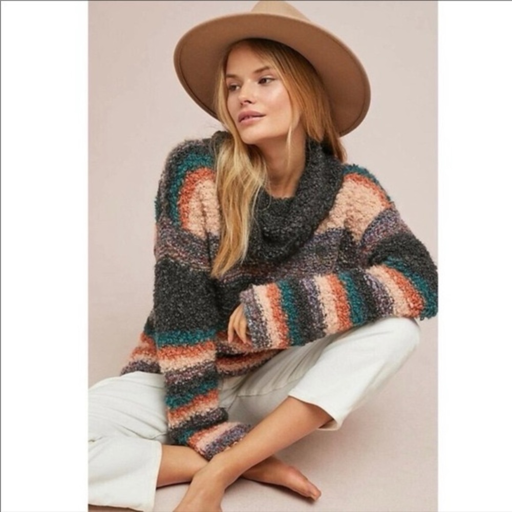 Moth Cozy Striped Cowl Neck Sweater - Multicolor NWOT